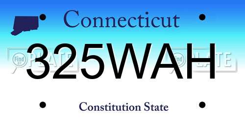 325WAH Connecticut License Plate