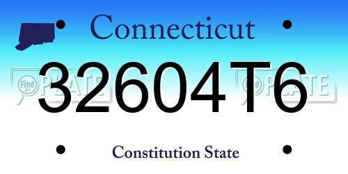 32604T6 Connecticut License Plate