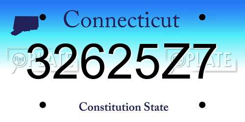 32625Z7 Connecticut License Plate