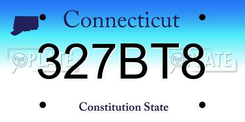 327BT8 Connecticut License Plate