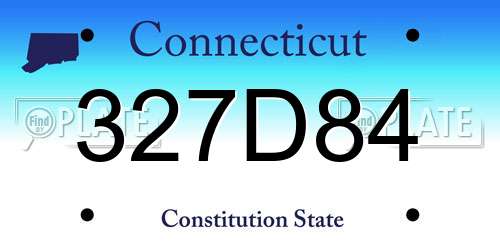 327D84 Connecticut License Plate