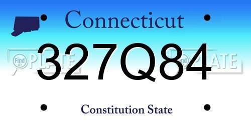 327Q84 Connecticut License Plate