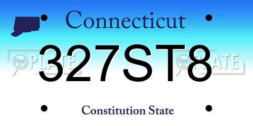 327ST8 Connecticut License Plate