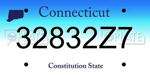 32832Z7 Connecticut License Plate