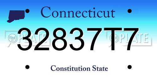 32837T7 Connecticut License Plate