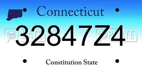32847Z4 Connecticut License Plate