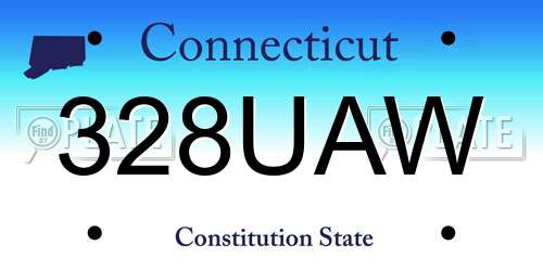 328UAW Connecticut License Plate