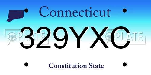 329YXC Connecticut License Plate