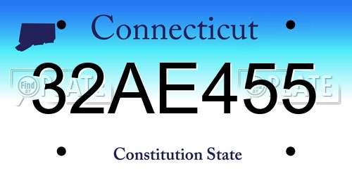 32AE455 Connecticut License Plate
