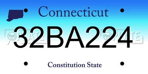 32BA224 Connecticut License Plate