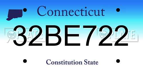 32BE722 Connecticut License Plate