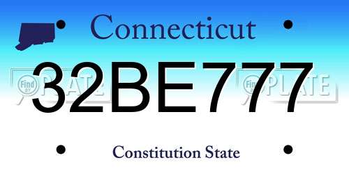 32BE777 Connecticut License Plate
