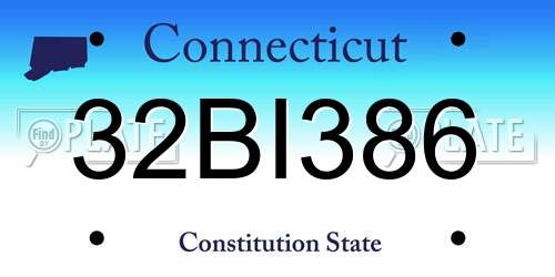 32BI386 Connecticut License Plate