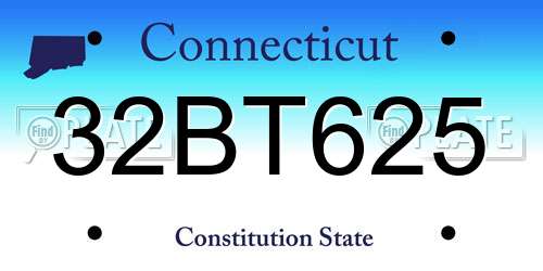 32BT625 Connecticut License Plate