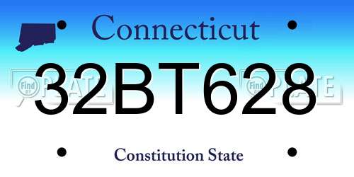 32BT628 Connecticut License Plate