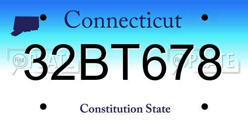32BT678 Connecticut License Plate