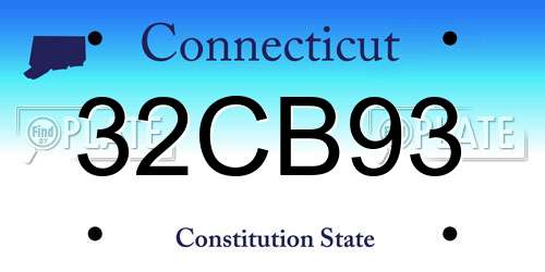 32CB93 Connecticut License Plate