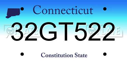 32GT522 Connecticut License Plate