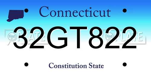 32GT822 Connecticut License Plate