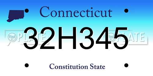 32H345 Connecticut License Plate