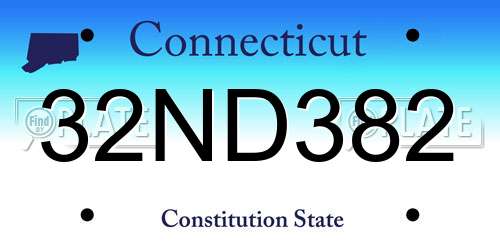 32ND382 Connecticut License Plate