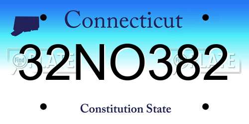 32NO382 Connecticut License Plate