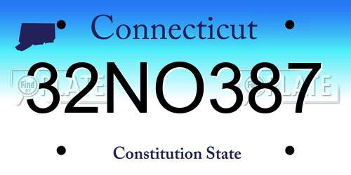 32NO387 Connecticut License Plate