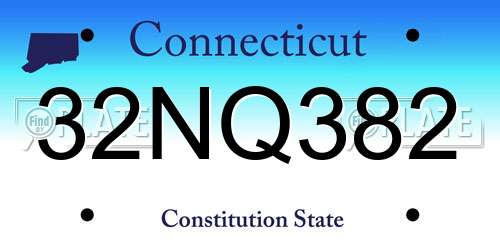 32NQ382 Connecticut License Plate