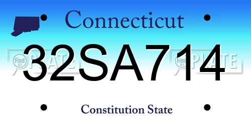 32SA714 Connecticut License Plate