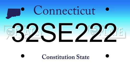 32SE222 Connecticut License Plate