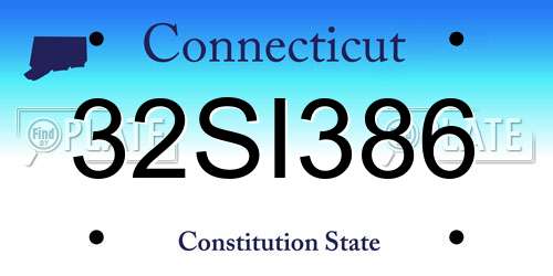 32SI386 Connecticut License Plate