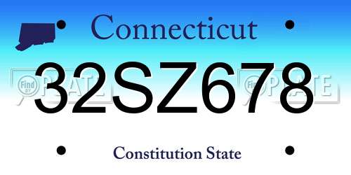 32SZ678 Connecticut License Plate