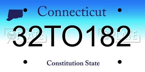 32TO182 Connecticut License Plate