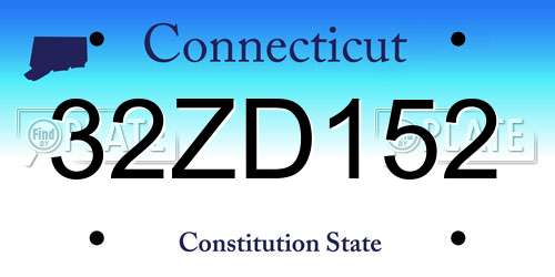 32ZD152 Connecticut License Plate
