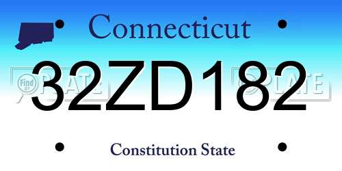 32ZD182 Connecticut License Plate