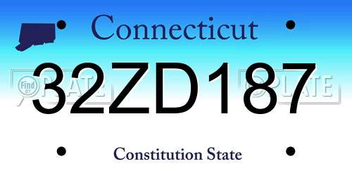 32ZD187 Connecticut License Plate