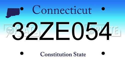 32ZE054 Connecticut License Plate