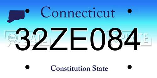 32ZE084 Connecticut License Plate