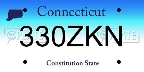 330ZKN Connecticut License Plate