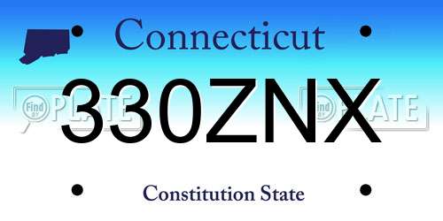 330ZNX Connecticut License Plate