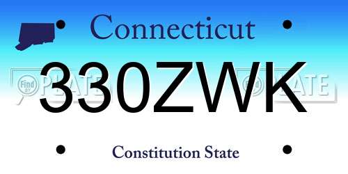 330ZWK Connecticut License Plate
