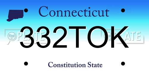 332TOK Connecticut License Plate