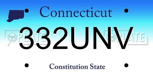 332UNV Connecticut License Plate