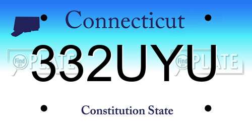 332UYU Connecticut License Plate