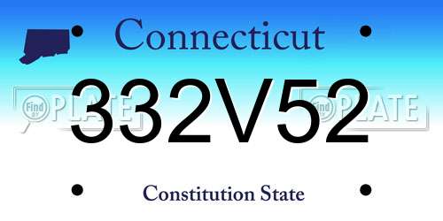 332V52 Connecticut License Plate