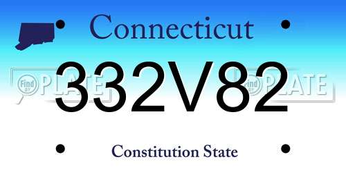 332V82 Connecticut License Plate