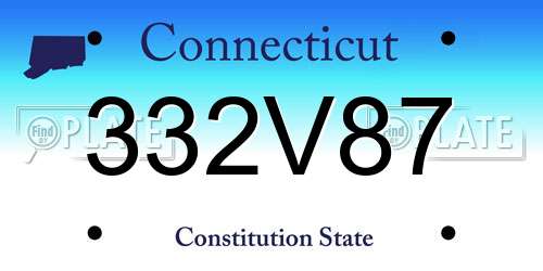 332V87 Connecticut License Plate
