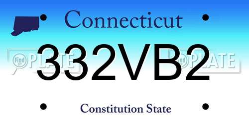 332VB2 Connecticut License Plate