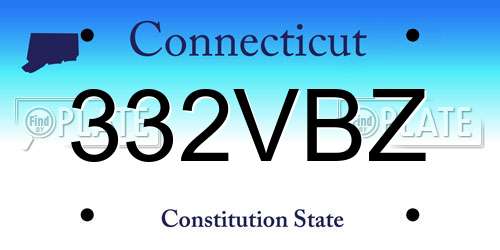 332VBZ Connecticut License Plate