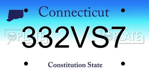 332VS7 Connecticut License Plate